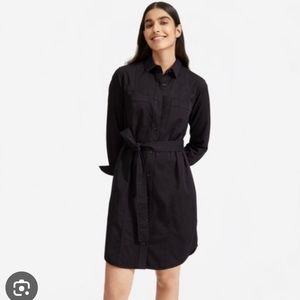 everlane modern utility shirtdress black size L